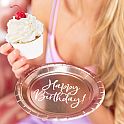 Papírové talířky metalické rose gold - Happy Birthday 6 ks