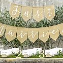 Závěsný baner "Just married" pytlovinový