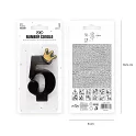 Dortová svíčka číslo 5 - černá s korunkou 8,8 cm