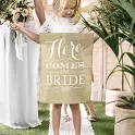 Jutový banner - Here comes the bride 41 X 51 cm