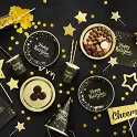 Rekvizity do fotokoutku zlaté  Happy New Year 13 ks