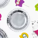 Papírové talíře metalické stříbrné 18 cm - 6 ks