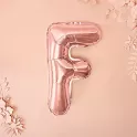 Foliové písmeno F rose gold 35 cm