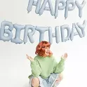 Foliový nápis HAPPY BIRTHDAY v pastelové modré barvě 340 x 35 cm