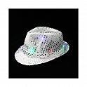 Disco klobouk stříbrný s LED světlem