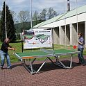 Stůl na stolní tenis venkovní - ocelová konstrukce (ZN) -kulatý profil + pryskyřičné desky, bez síťky