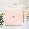 Svatební kniha hostů růžová 20 x 20 cm se srdíčkem