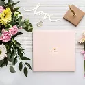 Svatební kniha hostů růžová 20 x 20 cm se srdíčkem