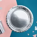 Papírové talíře metalické stříbrné 23 cm - 6 ks