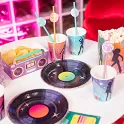 Papírové talíře Retro - vinyl 18cm 6ks
