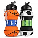 Skládací silikonová láhev NILS Camp NC4104 550ml basketbal