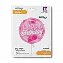 Foliový balonek kulatý Happy Birthday růžový 46 cm