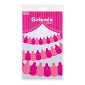 Girlanda papírová - Láhev s dudlíkem růžová 360x11,4x20cm