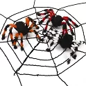 Halloweenská dekorace - pavouk velký černo-červený - 75 cm