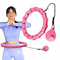 Sada masážní hula hoop ONE Fitness OHA02 se závažím a zeštíhlujícího pásu BR160 růžová
