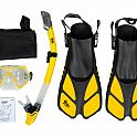 Šnorchlovací set 3 v 1, ŹLUTÝ, L/XL, ploutve 42-47, šnorchl, maska