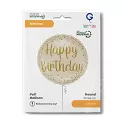 Fóliový balonek Happy Birthday béžový s konfetami 46 cm